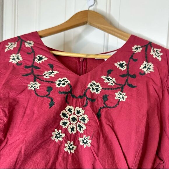 BNWT Ivy City Co Maroon Floral Heidi Dress Tie Waist Cotton Dress XL Cottagecore - Picture 5 of 14